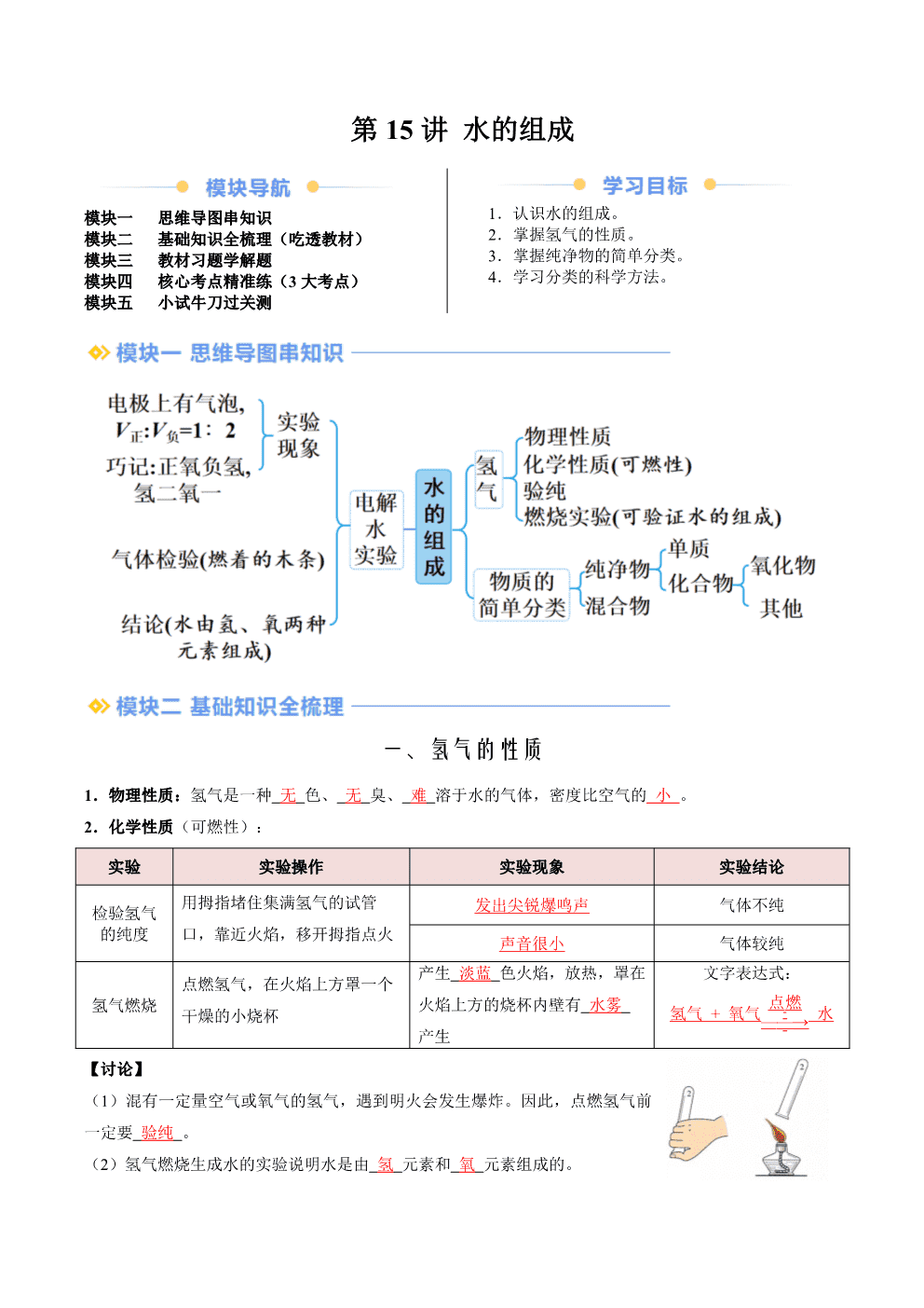 2026年九年级化学提升精品讲义第15讲水的组成解析版