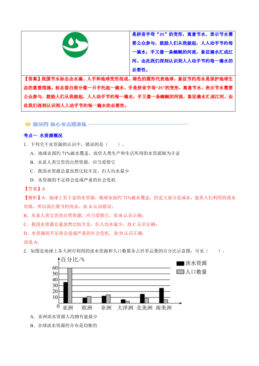 2026年九年级化学提升精品讲义第13讲保护水资源解析版