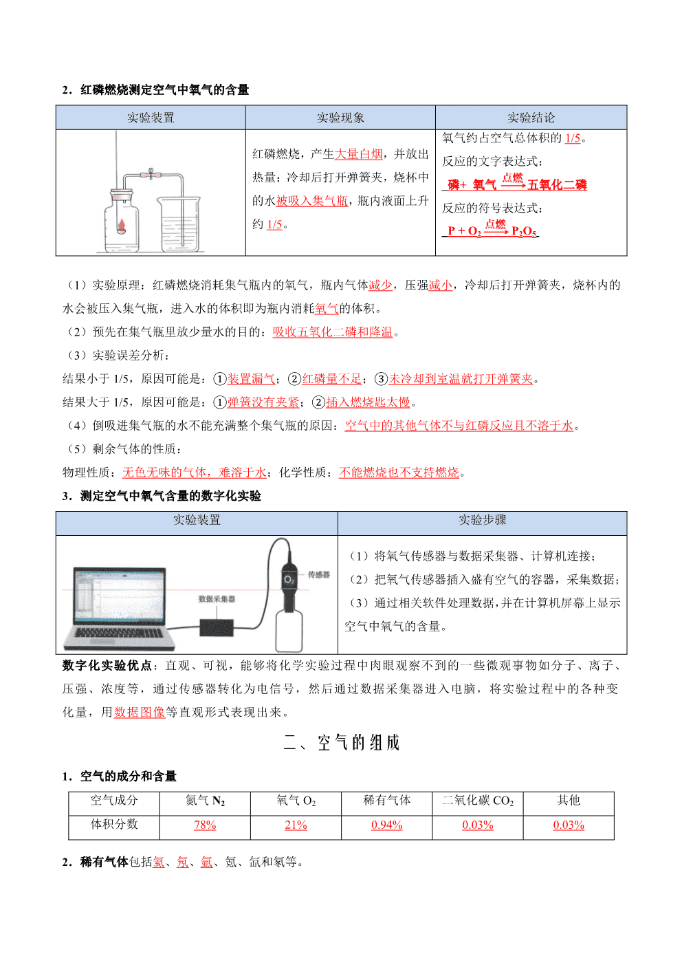 2026年九年级化学提升精品讲义第05讲空气的组成解析版