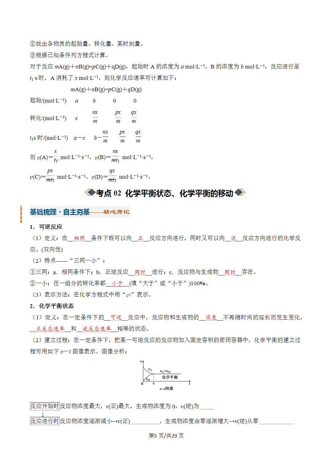 [学案]2027年高考化学一轮复习知识清单全国通用版专题01 化学反应速率与化学平衡（解析版）