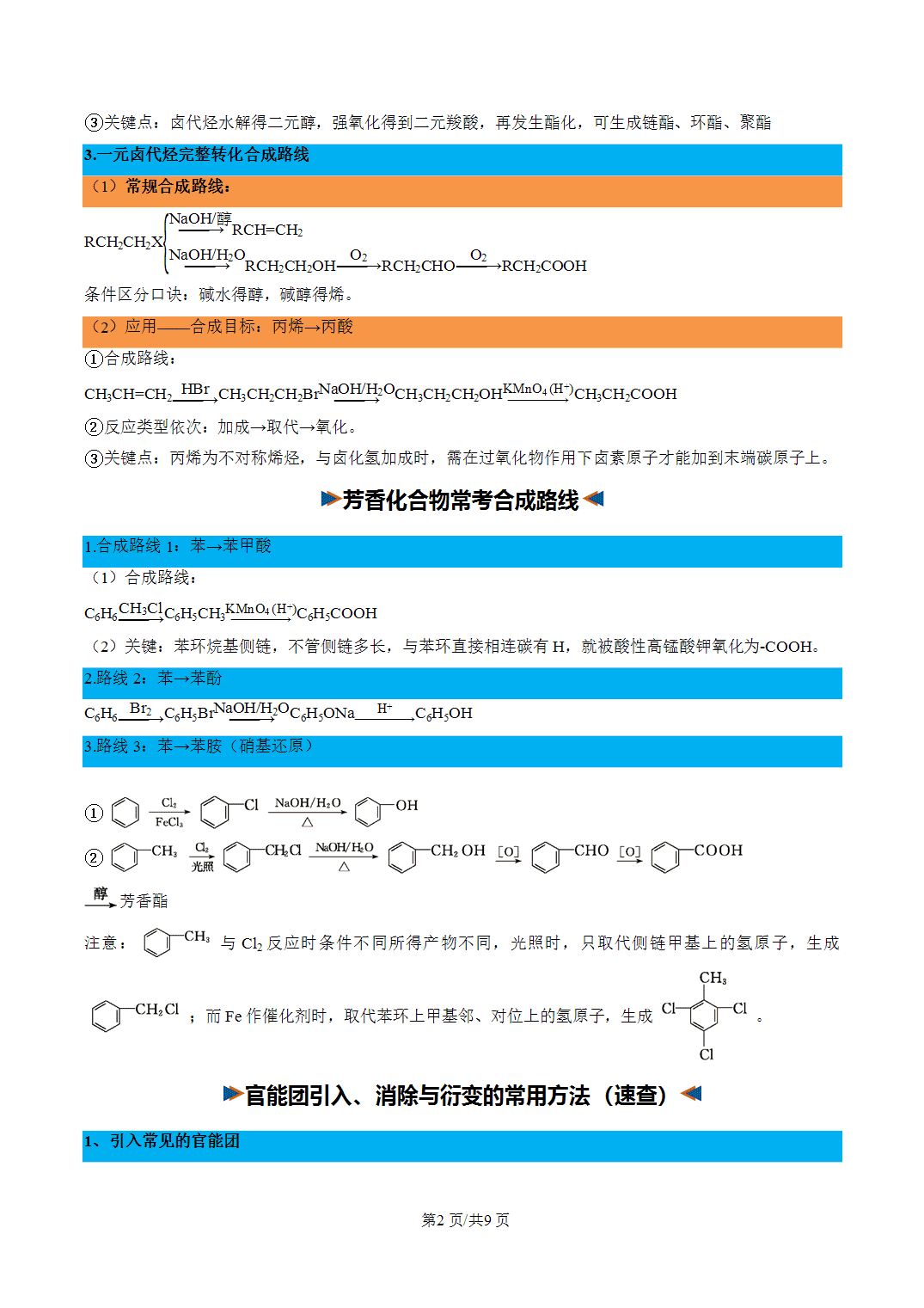 [学案]2027年高考化学一轮复习知识清单全国通用版专题03有机合成路线汇总