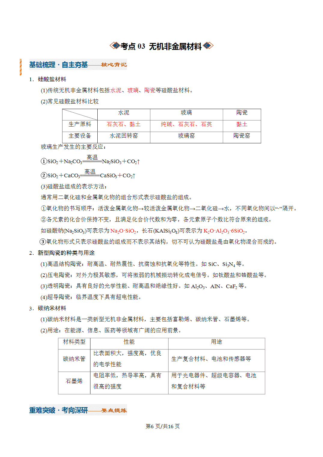 [学案]2027年高考化学一轮复习知识清单全国通用版专题04碳、硅及其重要化合物（解析版）