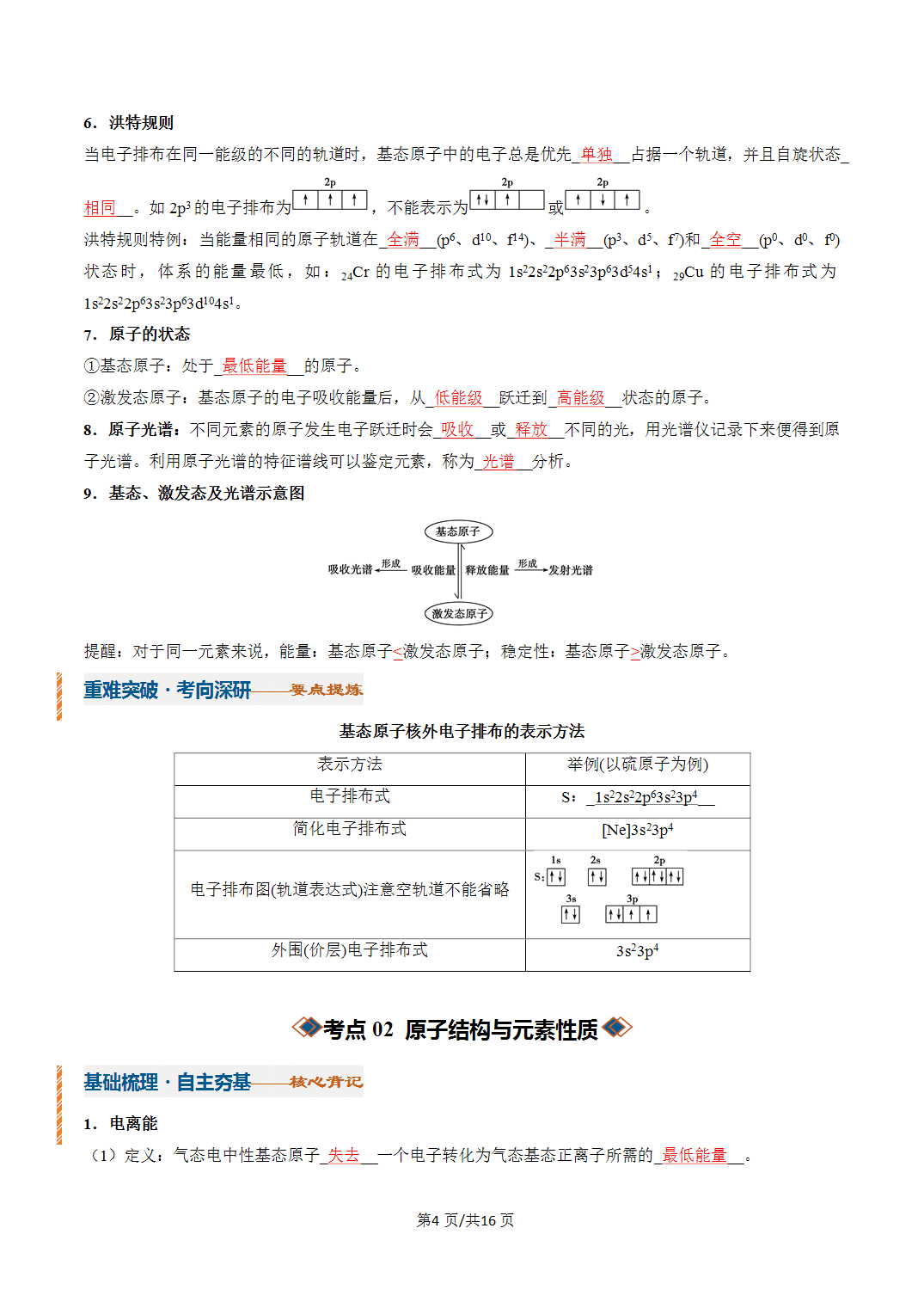 [学案]2027年高考化学一轮复习知识清单全国通用版专题02原子结构与性质（解析版）