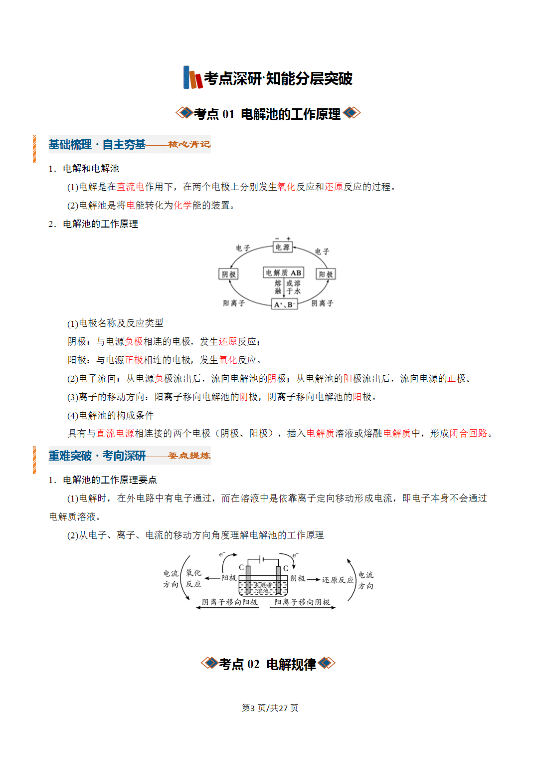 [学案]2027年高考化学一轮复习知识清单全国通用版专题03电解池、金属的腐蚀与防护（解析版）