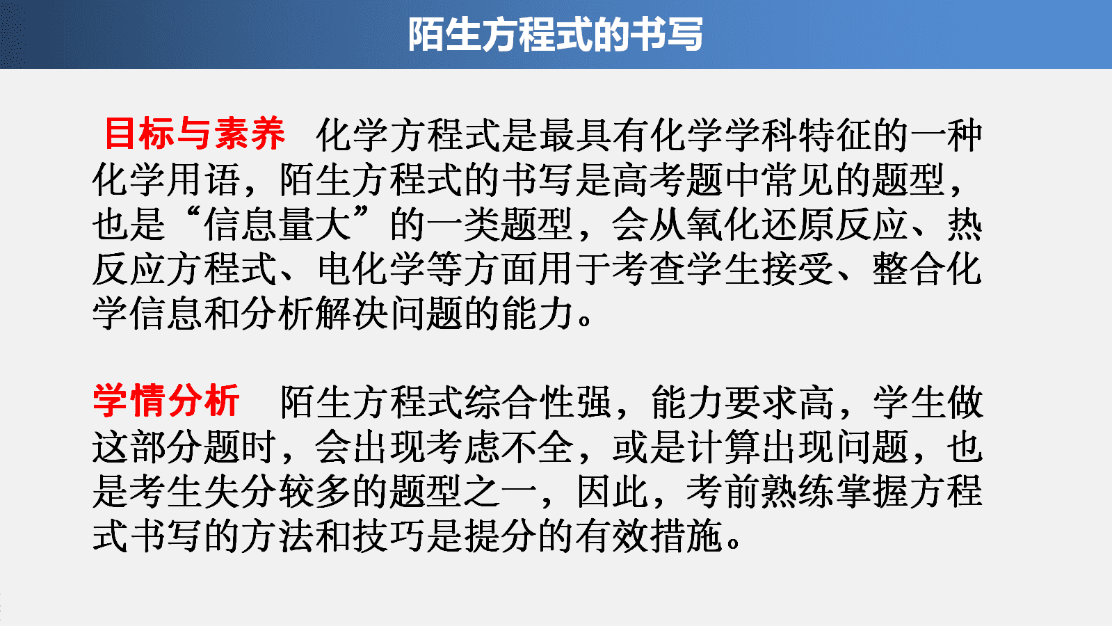 省级比赛高中化学优质课例《陌生方程式的书写》说课稿word及说课PPT下载