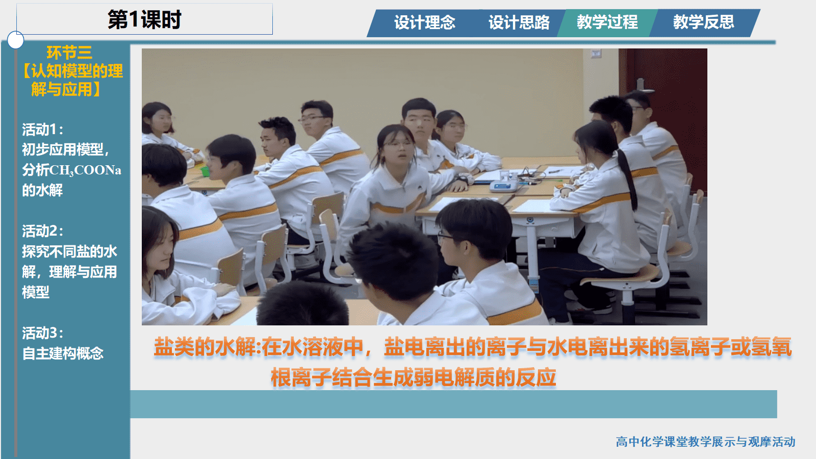 全国高中化学课堂展示与观摩活动课题《深度学习下盐类的水解单元教学》课件和视频