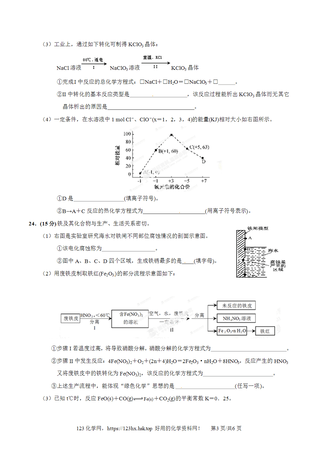 2014年高考化学试卷福建卷空白卷