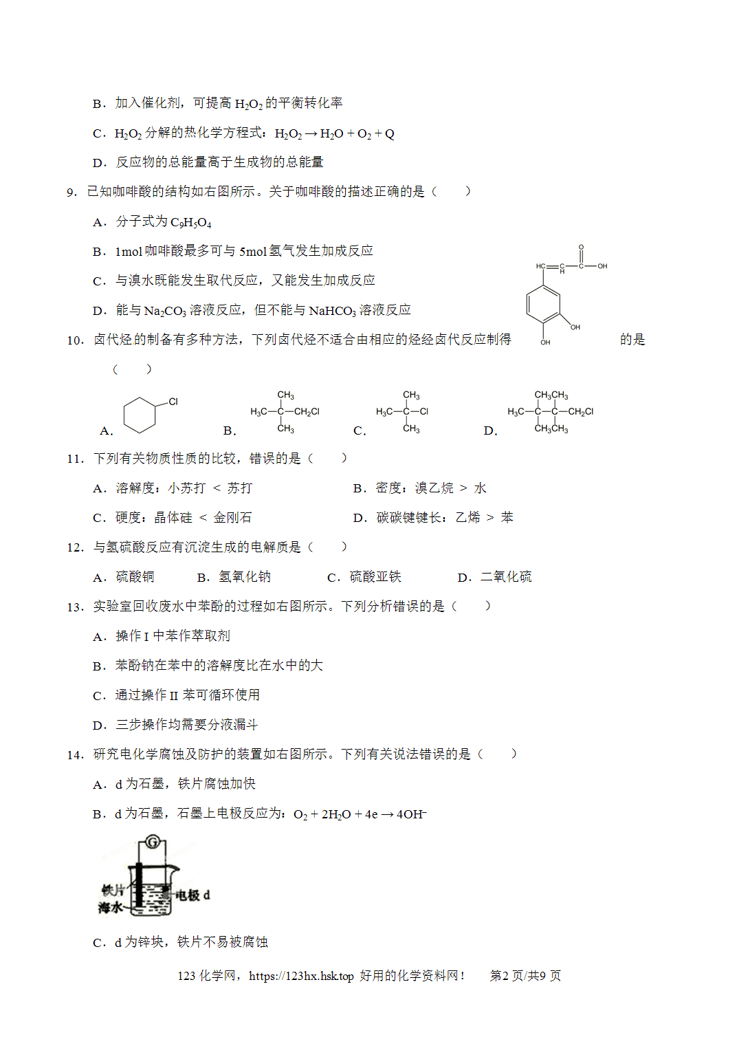2015年高考化学试卷上海卷空白卷