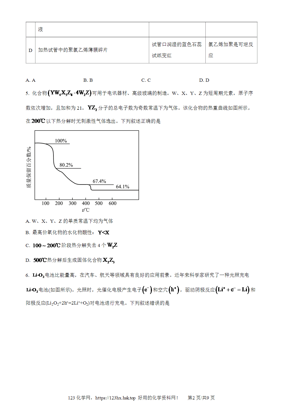 2022年高考化学试卷全国乙卷河南卷解析卷含空白卷