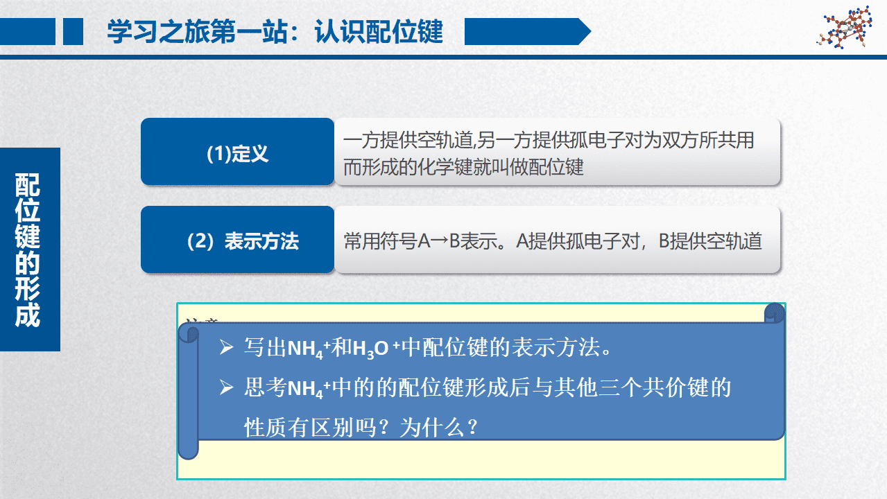 精品高中化学优质课省级比赛课件《配位键》山东省德州一中李洪华