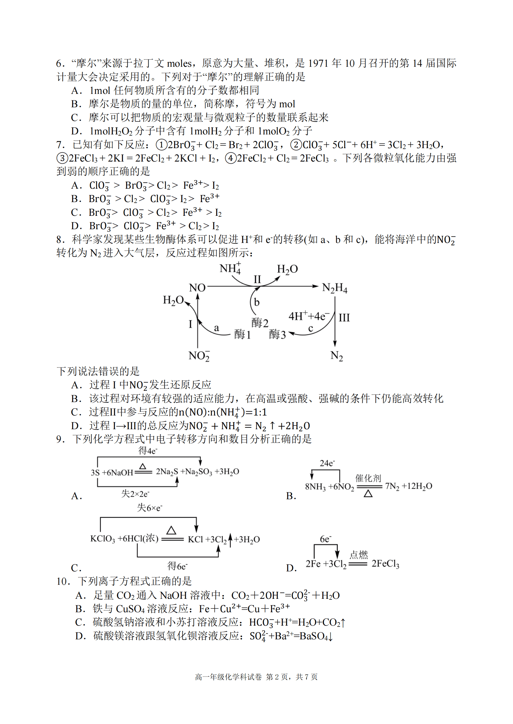 辽宁省沈阳市东北育才高中2025-2026学年高一上学期第一次月考(10月)化学试卷