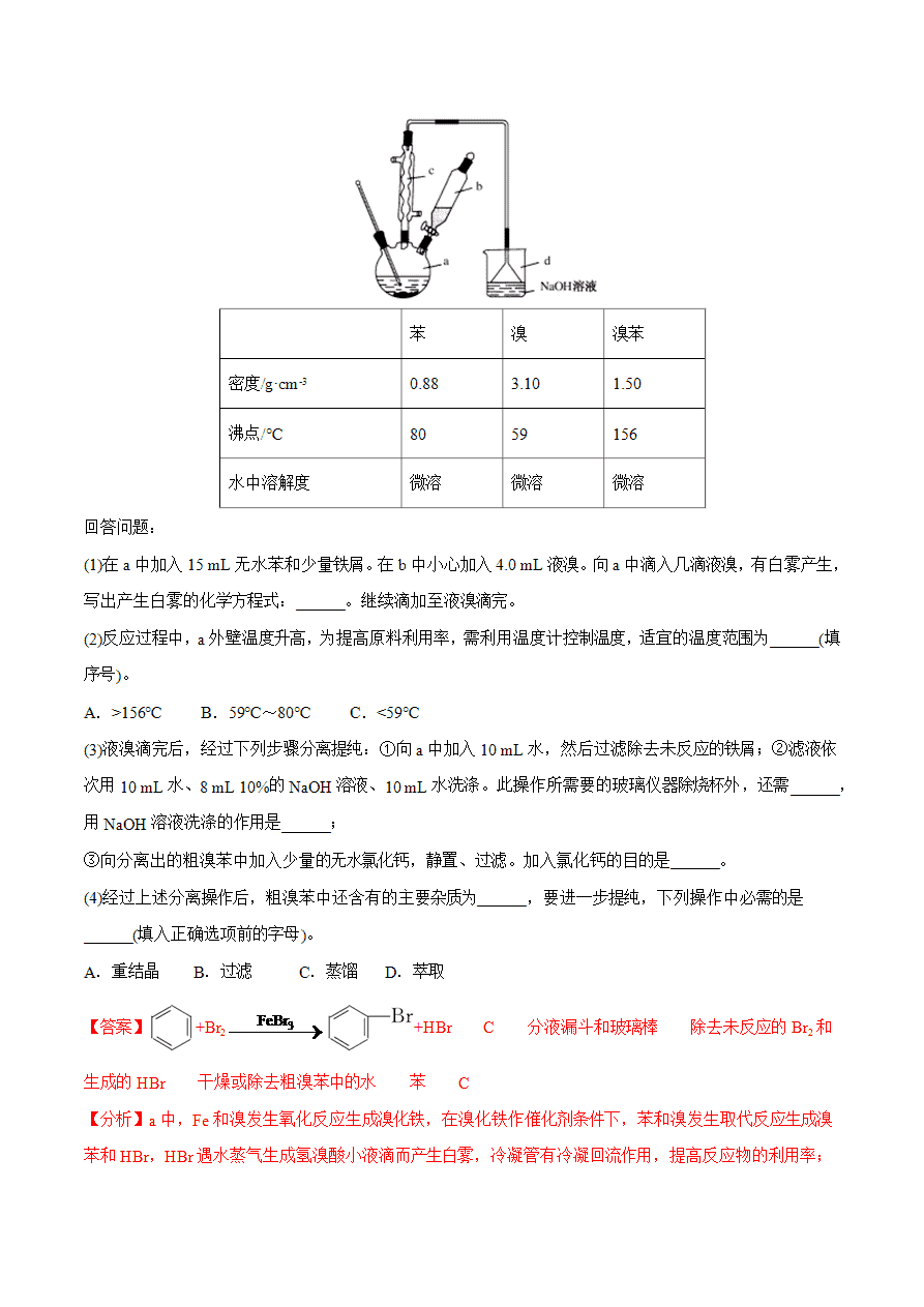 【试题】专题07 有机实验-2024学年高二化学下学期期末考试好题汇编-解析版