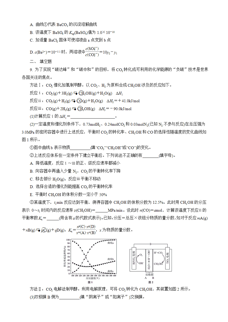 【练习】2025高考化学二轮复习精品小练“8＋1”模拟练(二十)
