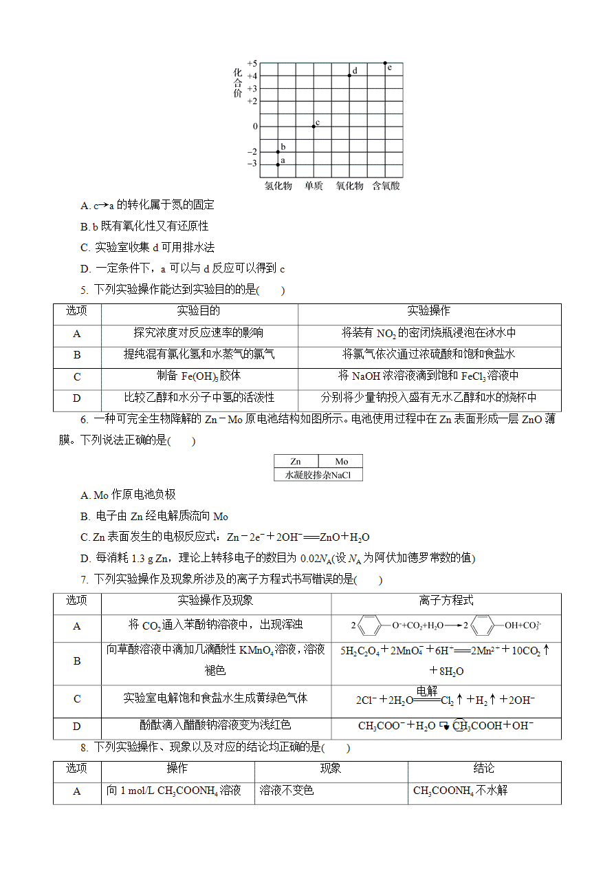 【练习】2025高考化学二轮复习精品小练“8＋1”模拟练(二)