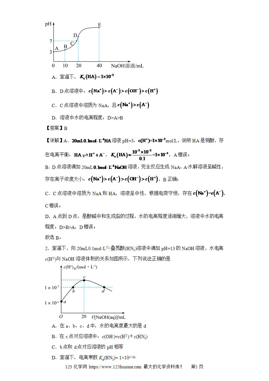 【练习】专题11 水电离曲线（图像9秒杀）-2025年高考化学选择压轴题图像专项突破秒杀技巧及专项练习解析版