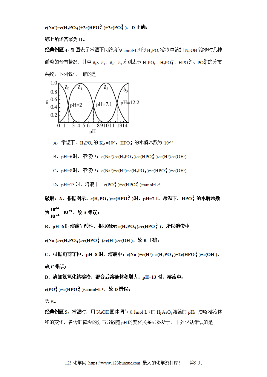 专题07 三元弱酸的分布系数图及分析(图像4秒杀)-2025年高考化学选择压轴题图像专项突破秒杀技巧及专项练习(解析板)-5 【练习】专题07三元弱酸的分布系数图及分析(图像4秒杀)-2025年高考化学选择压轴题图像专项突破秒杀技巧及专项练习解析板