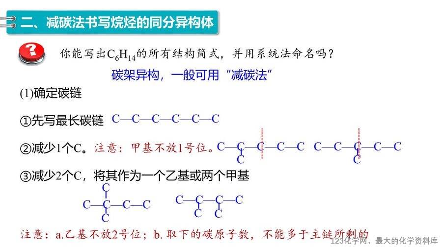 【优质课件】2025高中化学人教版选择性必修3《有机化学基础》第2章第1节第2课时《烷烃的命名及同分异构体的书写》