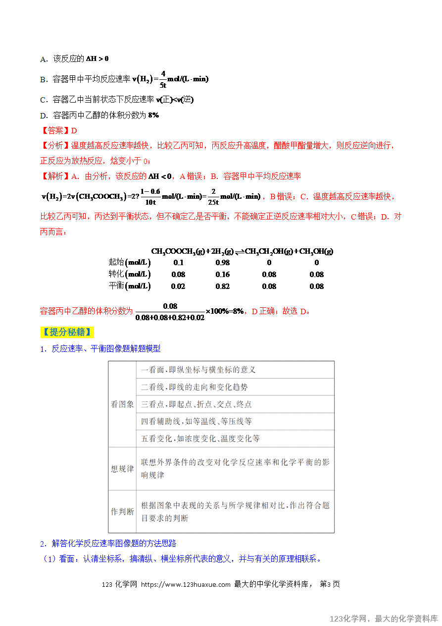 【练习】2025年高考化学二轮复习热点题型归纳与变式演练全国通用题型13 化学反应速率与平衡解析版