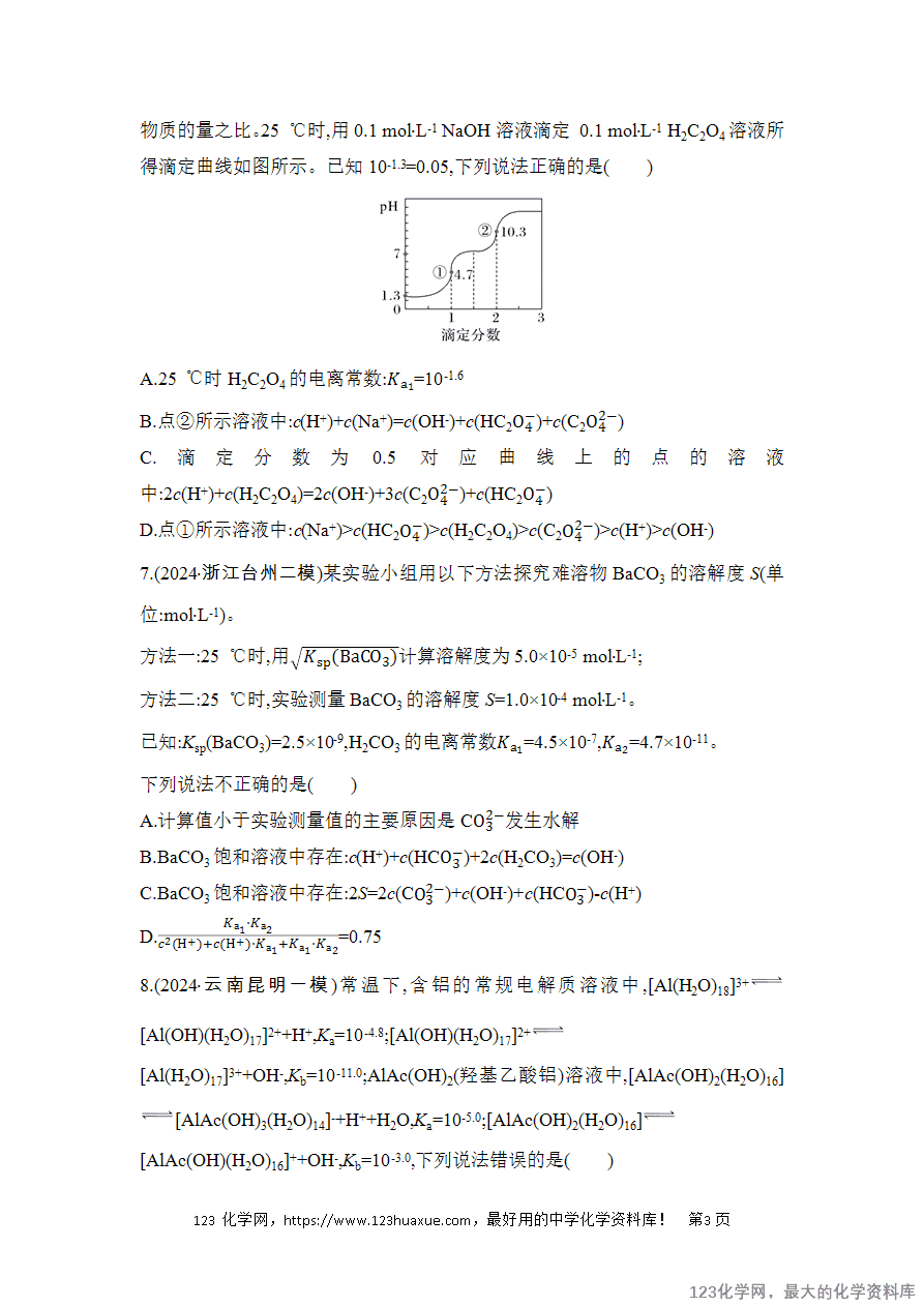 【精品练习】2025高考化学二轮复习强化提分热点突破练8 水溶液中的离子平衡