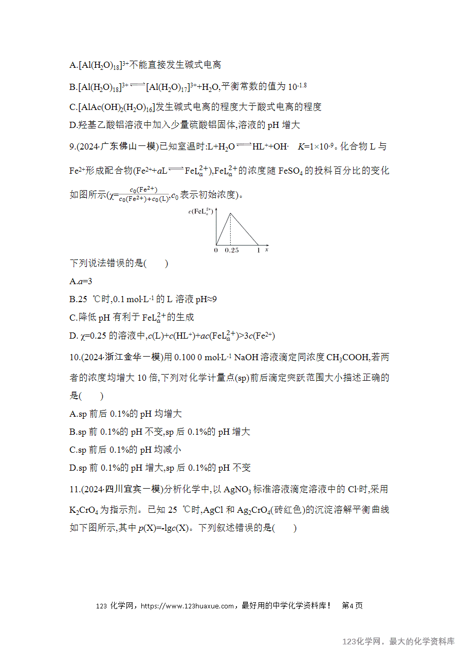 【精品练习】2025高考化学二轮复习强化提分热点突破练8 水溶液中的离子平衡
