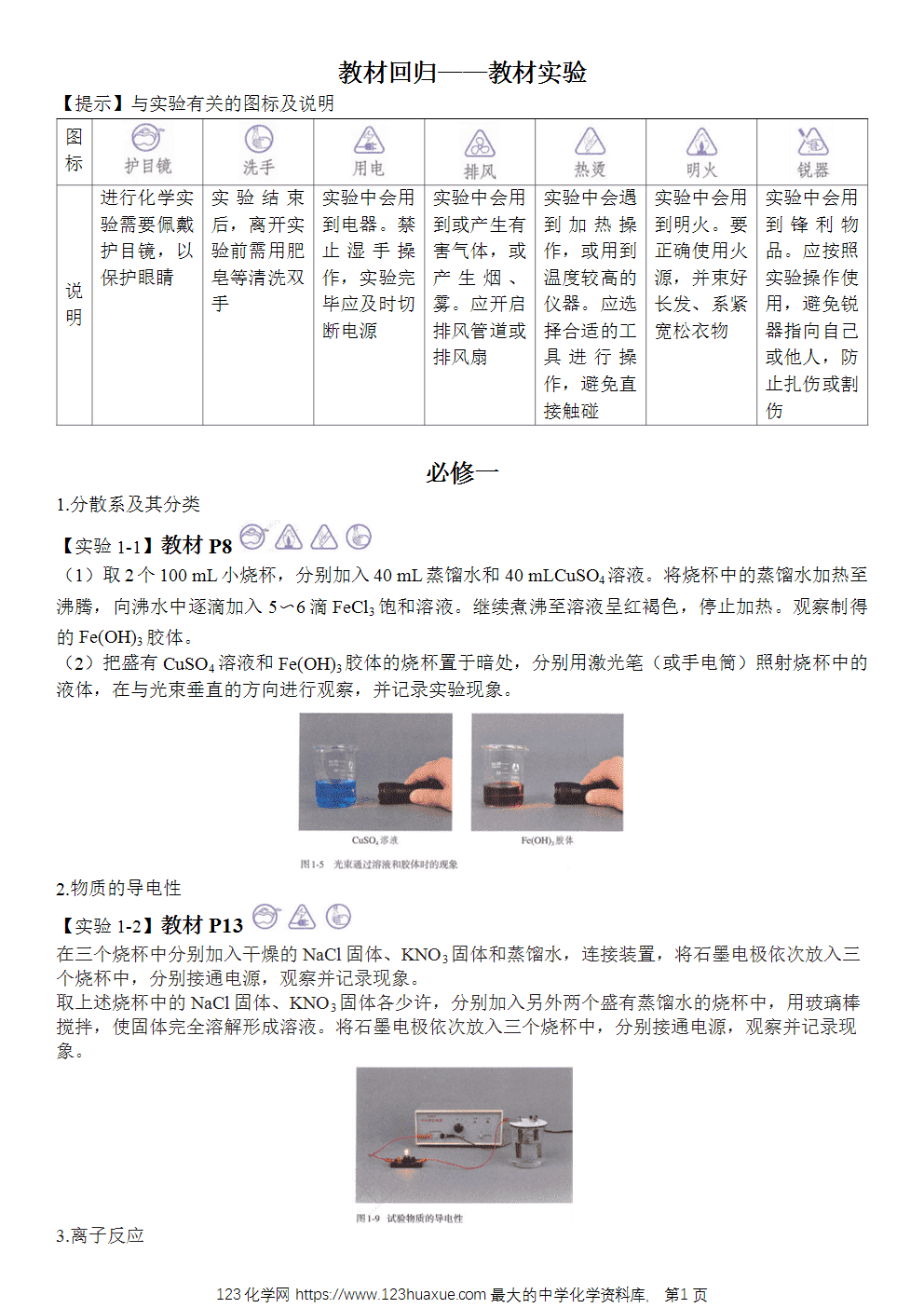 【练习】2025届高考化学二轮热点情景题押题预测基于五本教材回归课本实验-1