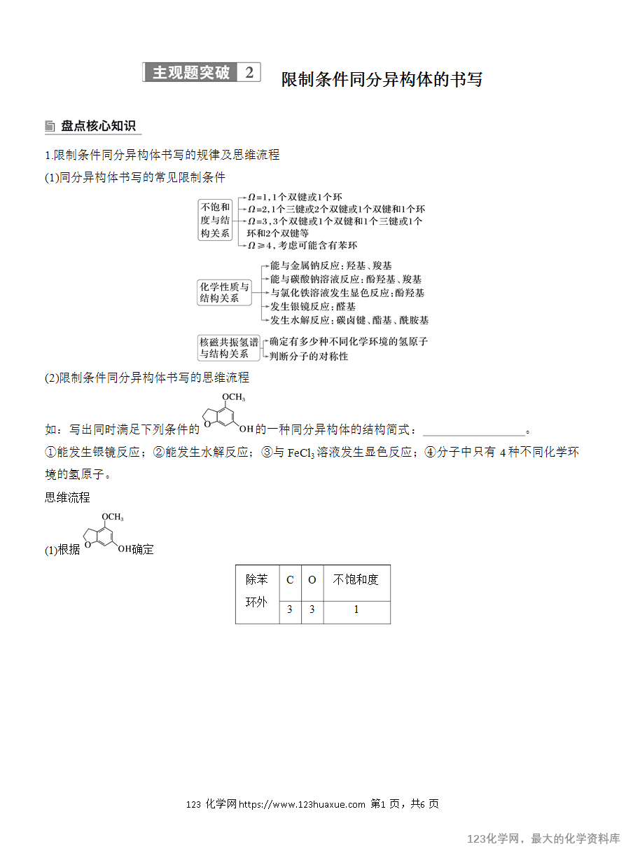 【学案】2025高考化学大二轮复习专题8主观题突破2　限制条件同分异构体的书写