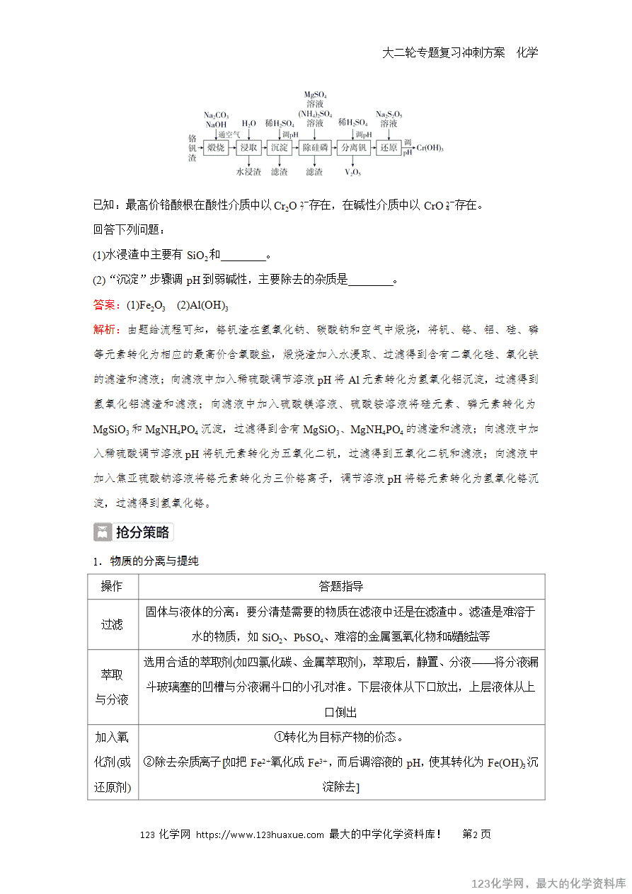 【学案】2025高考化学大二轮专题复习冲刺方案题型1抢分点3物质的分离和提纯
