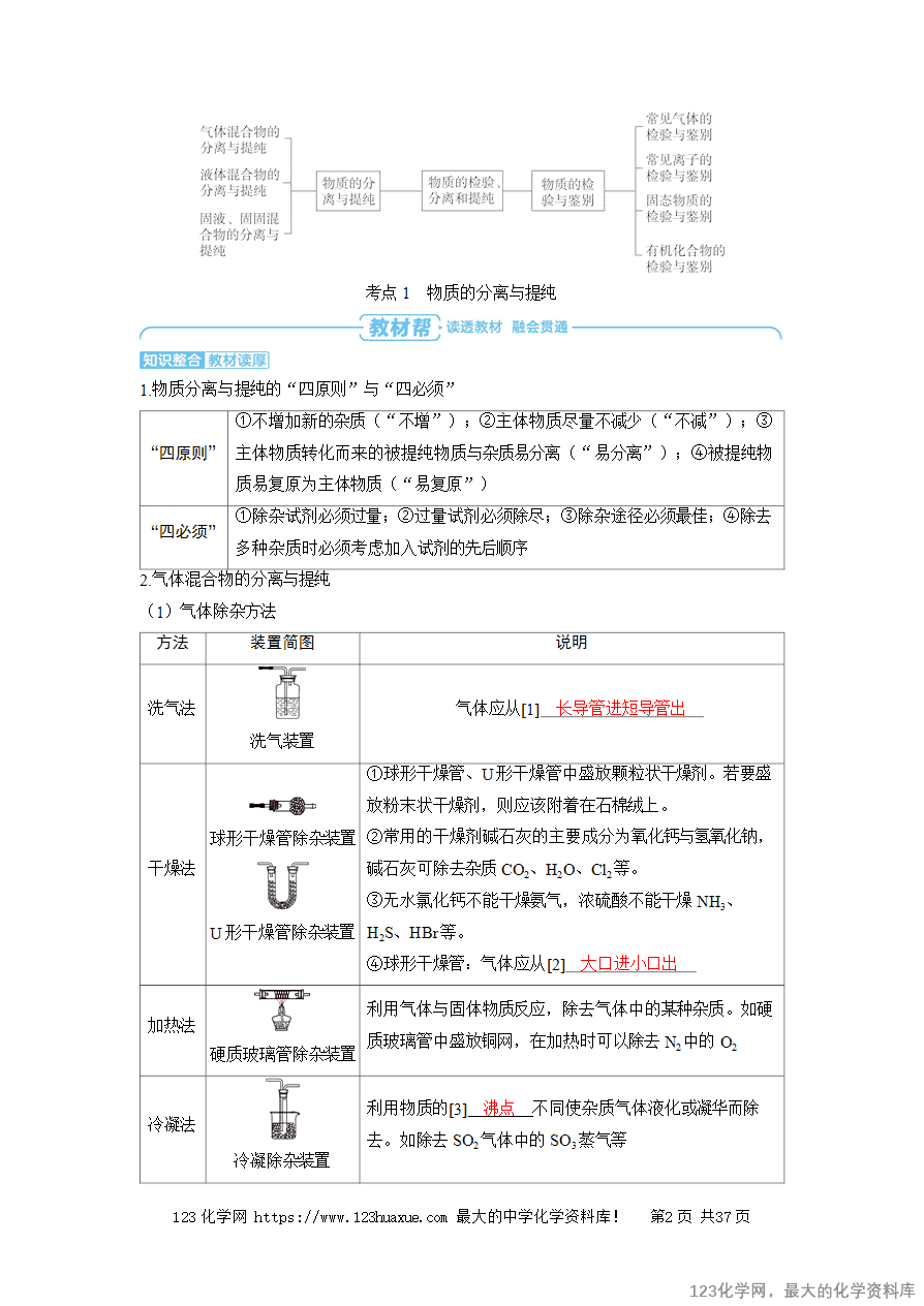 【精品学案】2025高考帮化学备考教学案第10章化学实验基础第2讲《物质的检验、分离和提纯》word版含答案