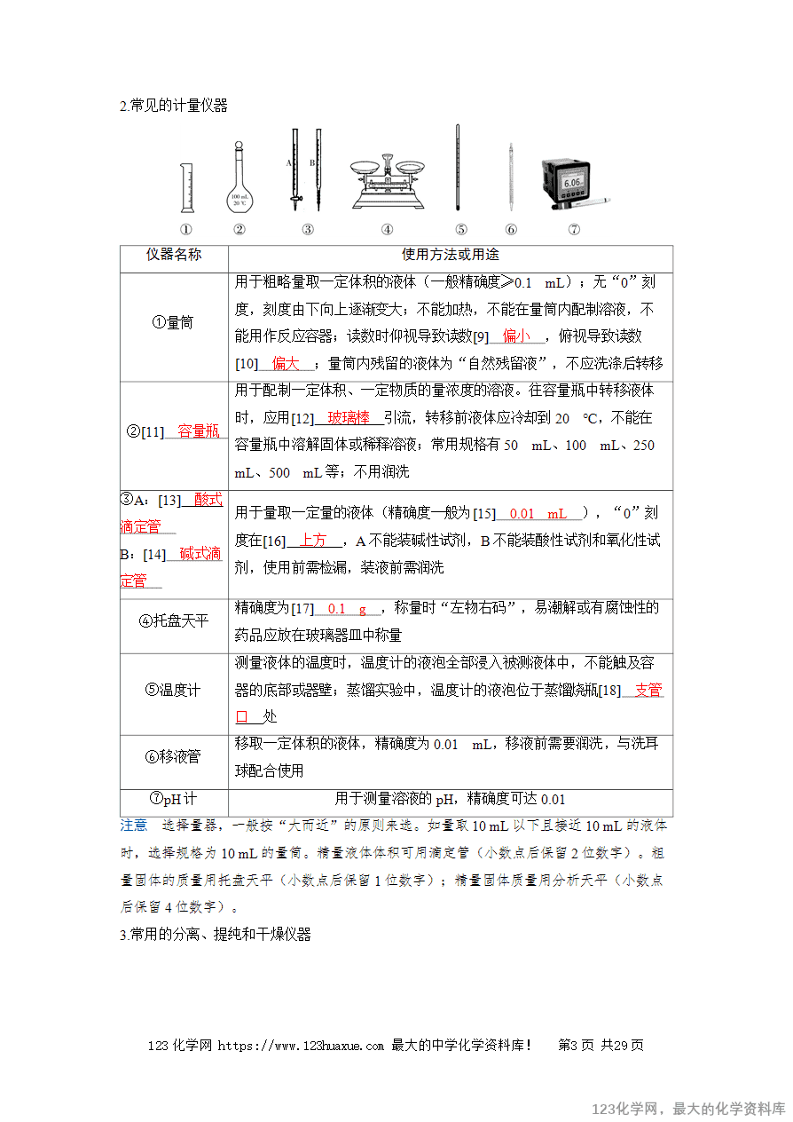 【精品学案】2025高考帮化学备考教学案第10章化学实验基础第1讲　常见的化学仪器及使用方法word版含答案