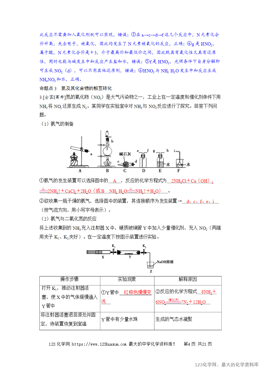 【精品学案】2025高考帮化学备考教学案第4章非金属及其化合物第8讲 含氮化合物之间的转化word版含答案-4 【精品学案】2025高考帮化学备考教学案第4章非金属及其化合物第8讲《含氮化合物之间的转化》word版含答案