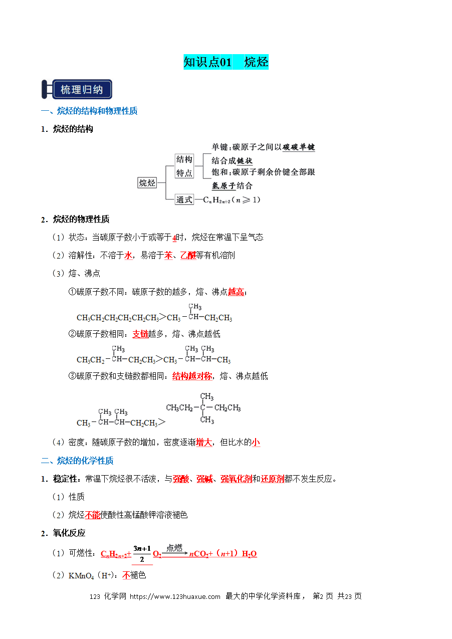 【精品学案】2026年高考化学一轮复习知识清单26 烃（解析版）
