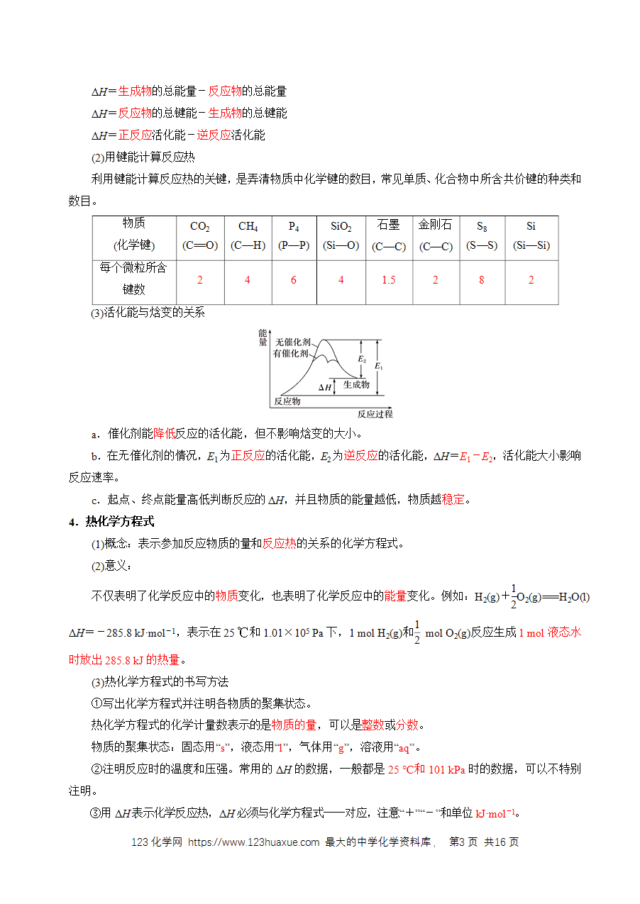 【精品学案】2026年高考化学一轮复习知识清单17 化学反应的热效应(解析版)-3