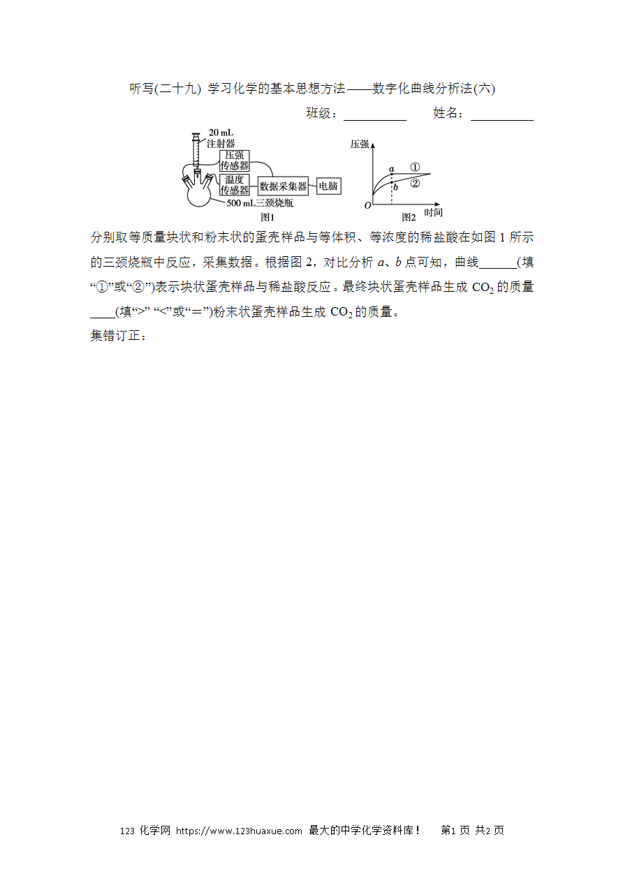 【默写练习】中考化学复习默写小纸条（听写小条本）(29)学习化学的基本思想方法——数字化曲线分析法(六)word版含答案