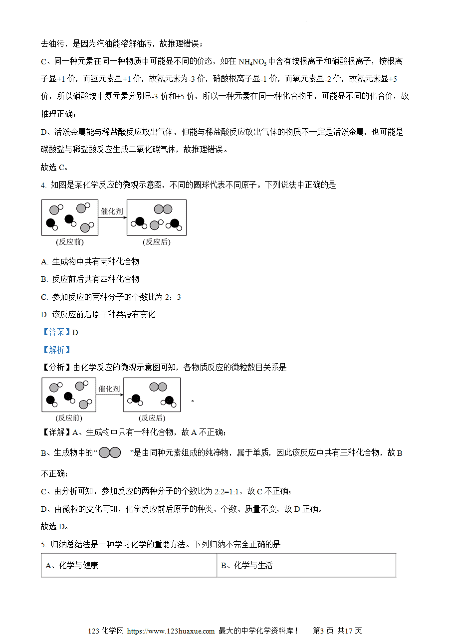 【试卷】2024年山东省日照市岚山区九年级中考一模物理•化学试题-初中化学(解析版)-3