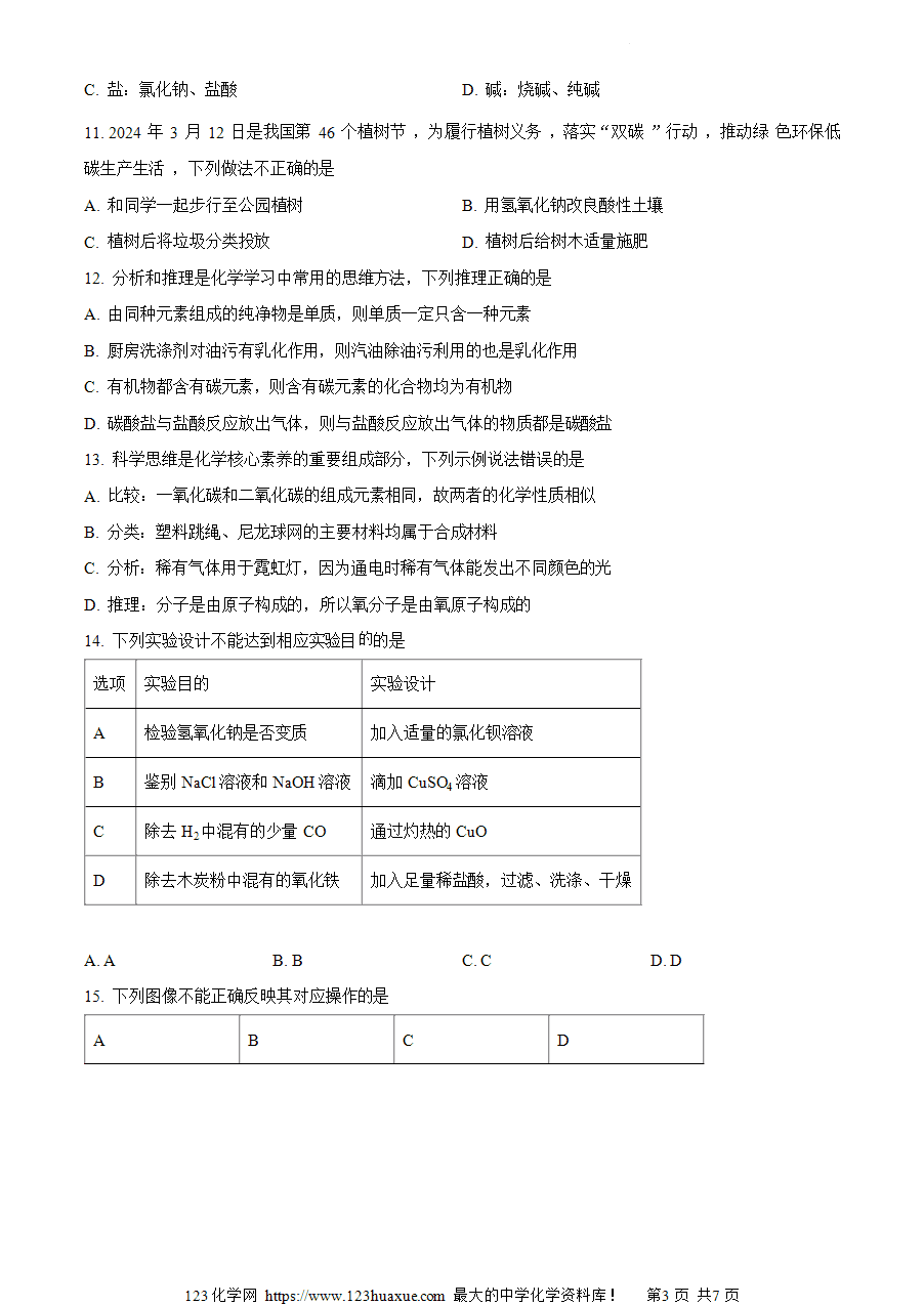 【试卷】2024年湖南省衡阳市八中教育集团中考6月模拟测试化学试卷（解析版）