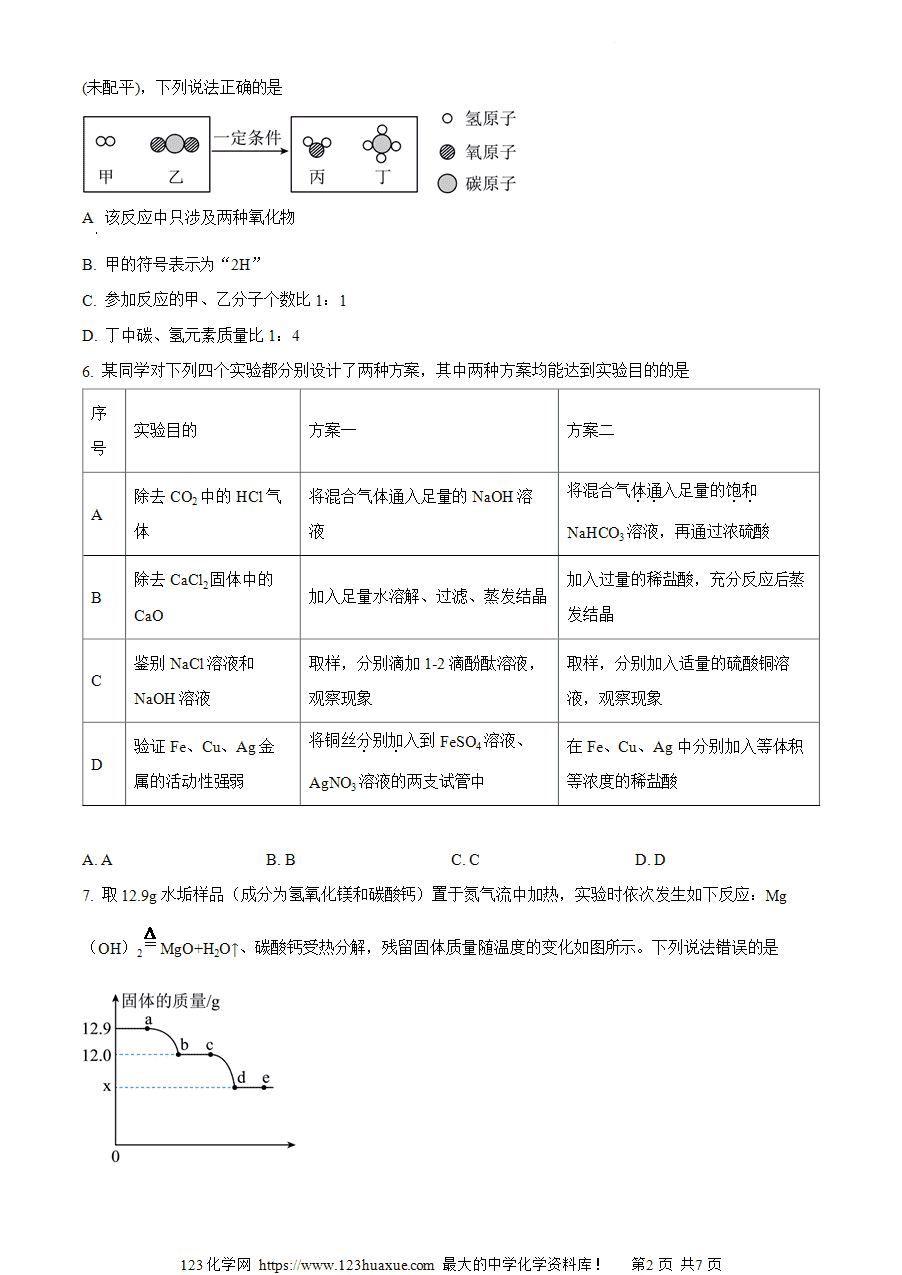 【试卷】贵州省黔东南州 2024年初中学业水平第二次模拟考试试卷理科综合-初中化学(原卷版)-2