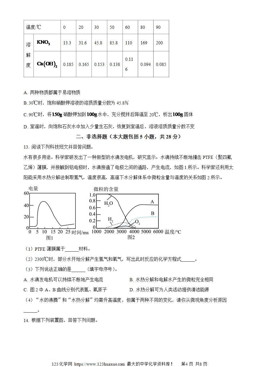 【试卷】2024年安徽省六安市金安区皋城中学中考二模化学试卷(原卷版)-4