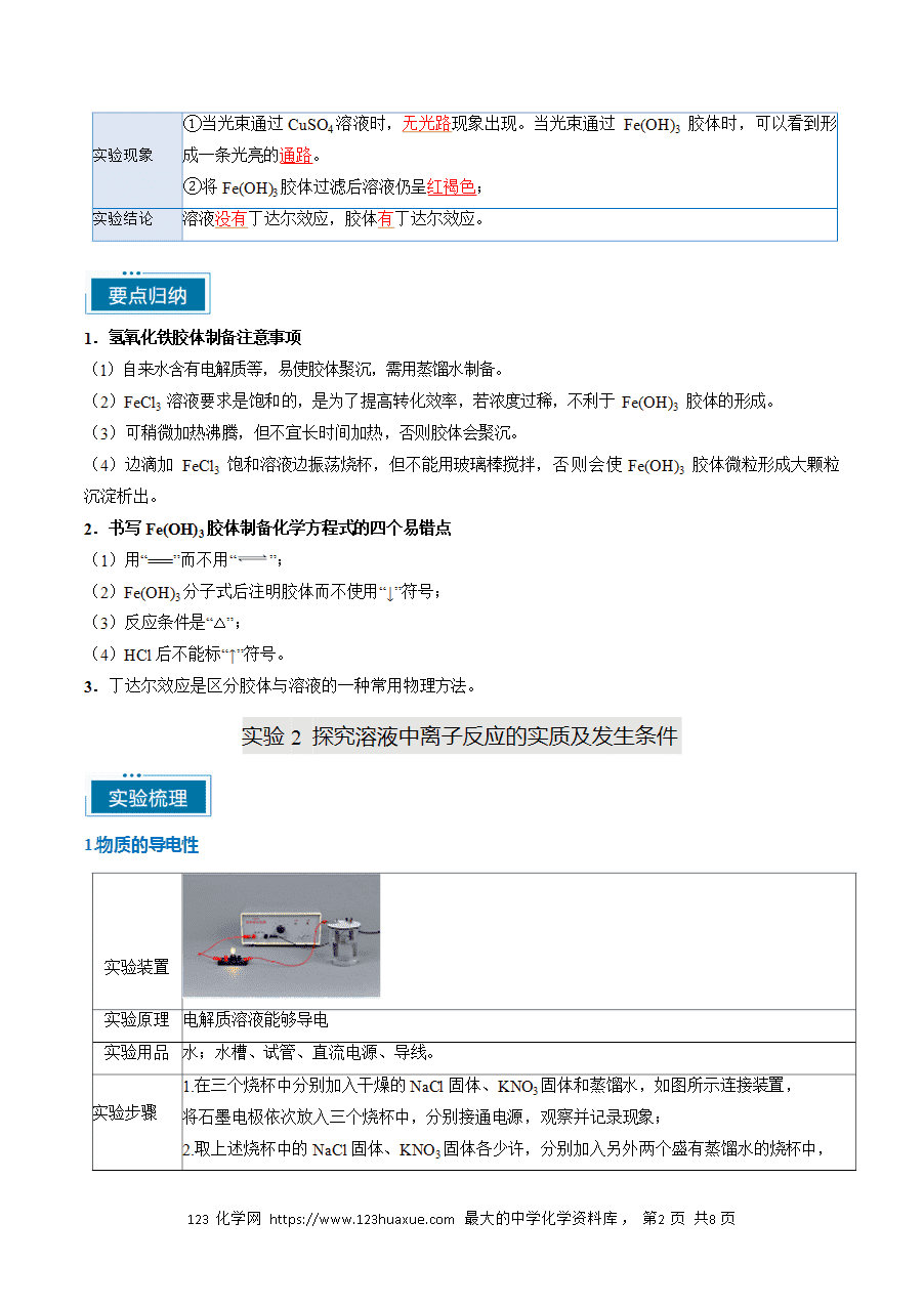 【精品学案】2025年高考化学教材重点实验复习清单专题01 化学基本概念（教师版）