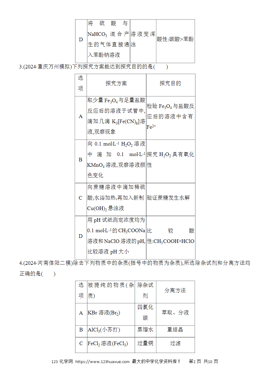 【考前强化】2025版高考化学创新设计二轮复习强化提分练习选择题突破14《微型化学实验的设计与评价》word版含答案解析