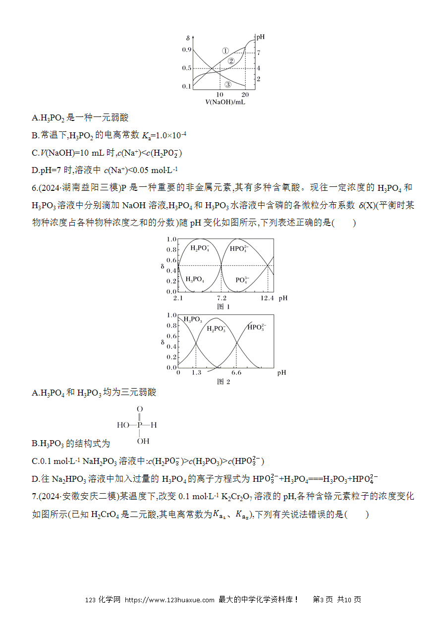 【考前强化】2025版高考化学创新设计二轮复习强化提分练习选择题突破9《水溶液中微粒变化图像题》word版含答案解析