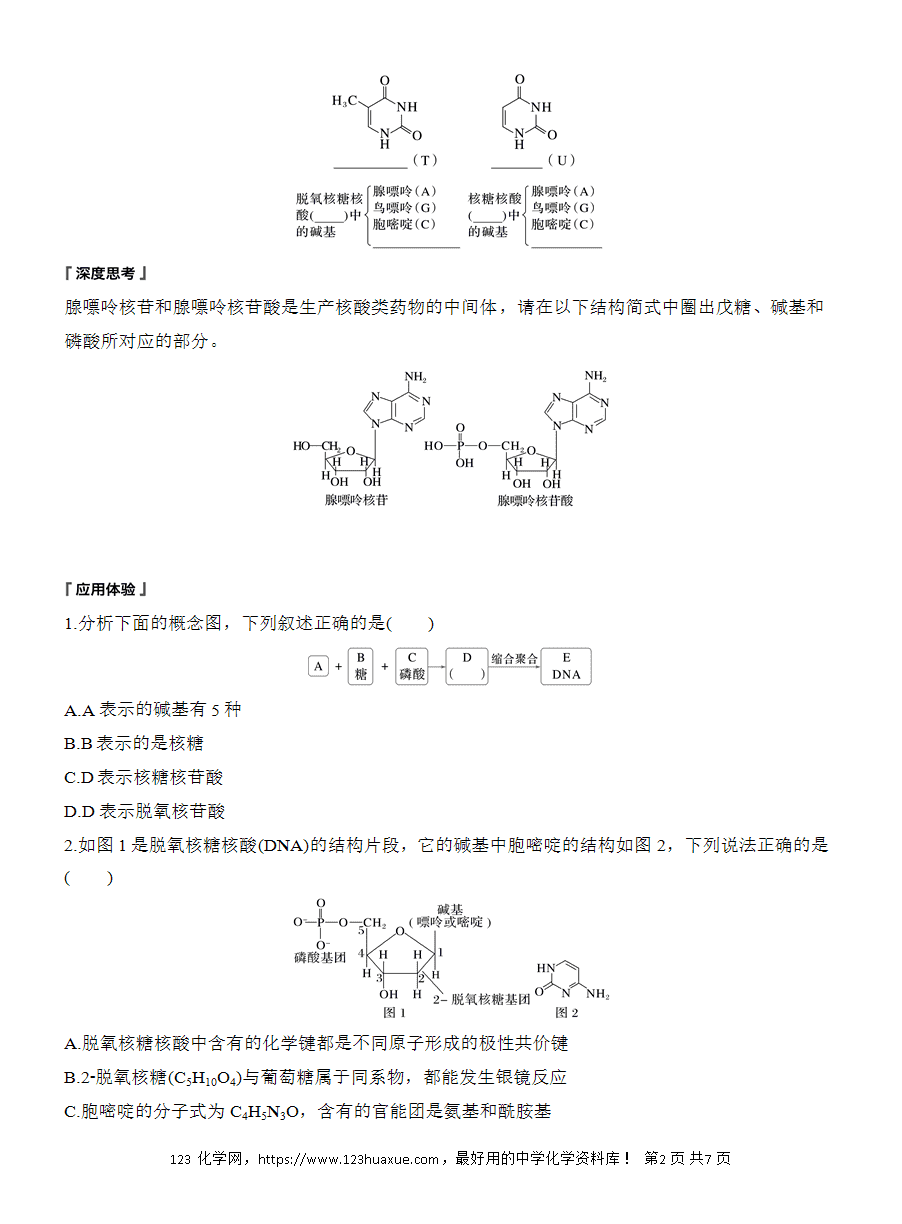 【导学案】2025高中化学选择性必修3《有机化学基础》第4章第3节 核酸word版含答案-2 【导学案】2025高中化学选择性必修3《有机化学基础》第4章第3节《核酸》word版含答案
