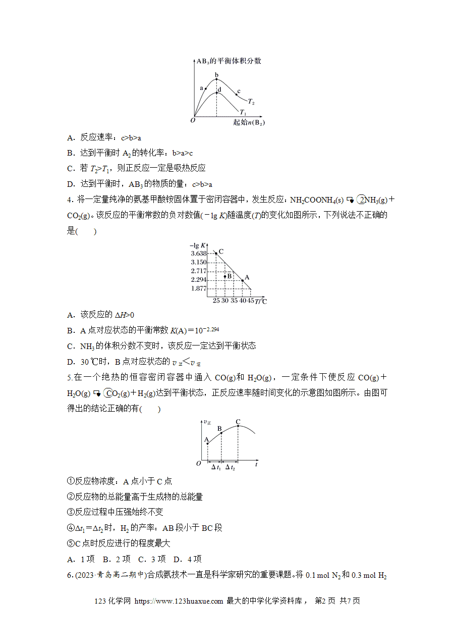 【练习】2025版步步高《练透》选择性必修1《化学反应原理》第二章 作业17 化学反应速率与化学平衡综合图像word版含答案-2