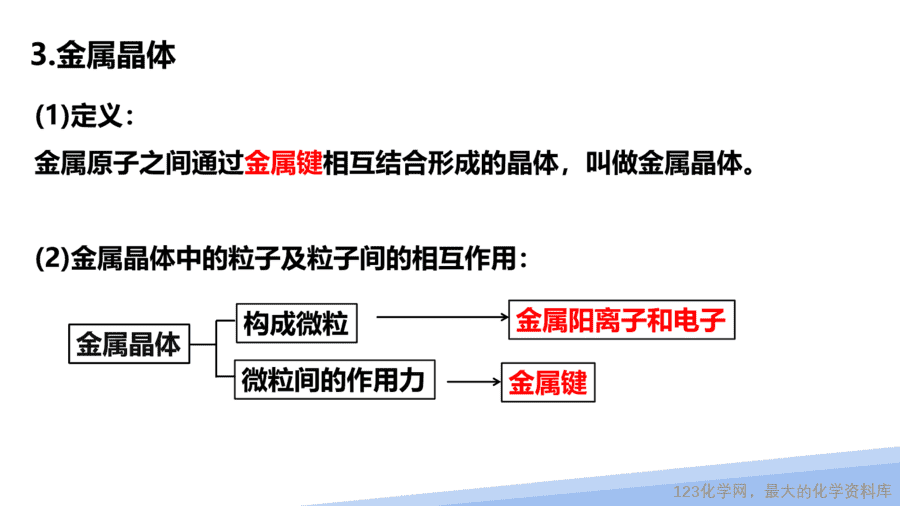 【课件】2025高二化学人教版选择性必修2《物质结构与性质》第3章第3节《金属晶体与离子晶体》第1课时
