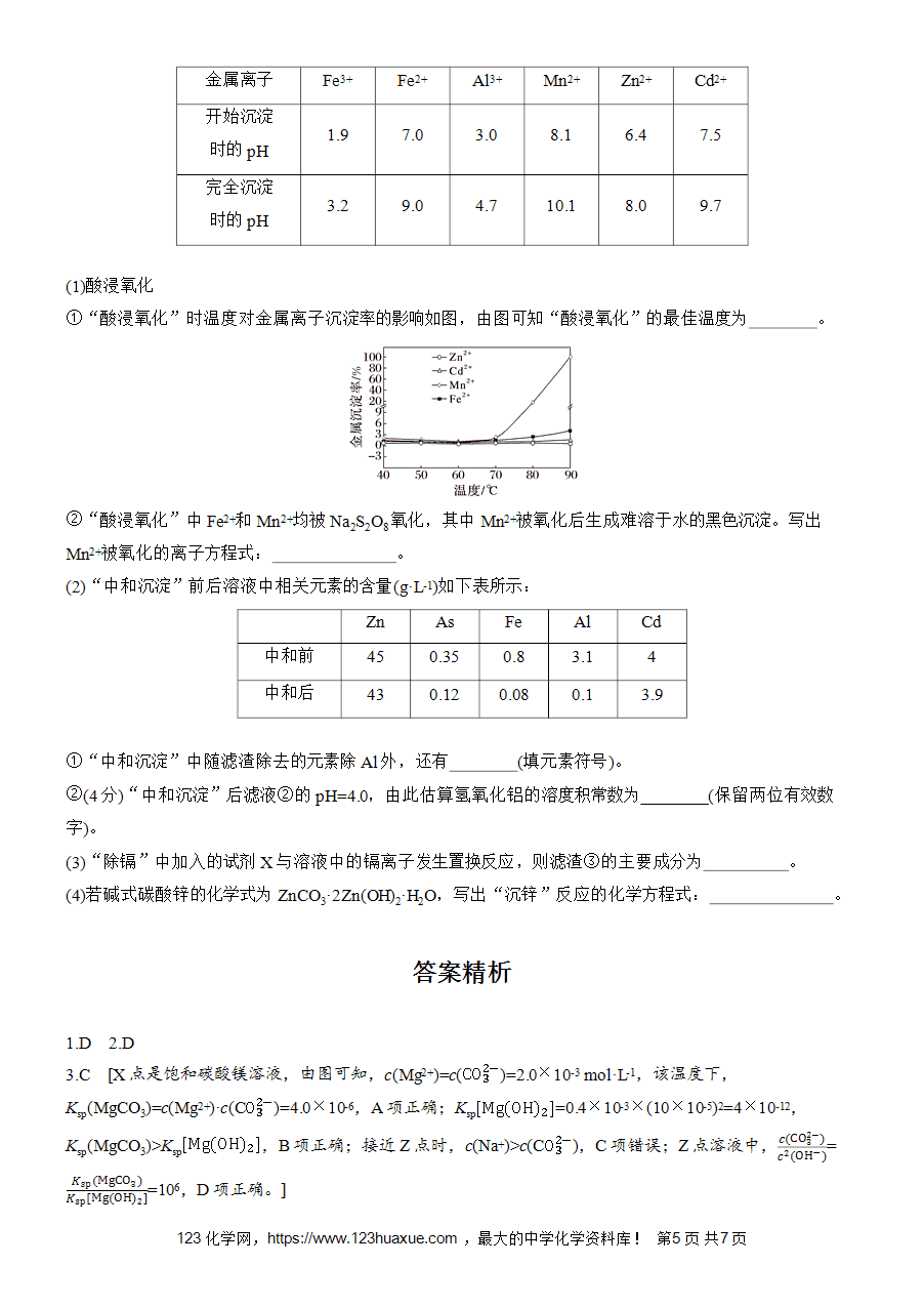 【练习高中化学人教版选择性必修1步步高《练透》2025~2026版第3章作业31 沉淀溶解平衡的图像分析word版含答案解析-5