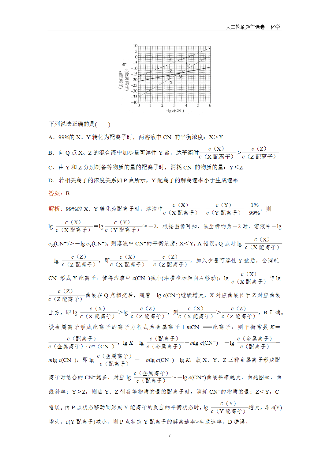 2025年高考化学二轮精准考点专项专题各个突破题型22水溶液中的图像分析-7 【课件+练习】2025年高考化学二轮精准考点专项专题各个突破题型22水溶液中的图像分析