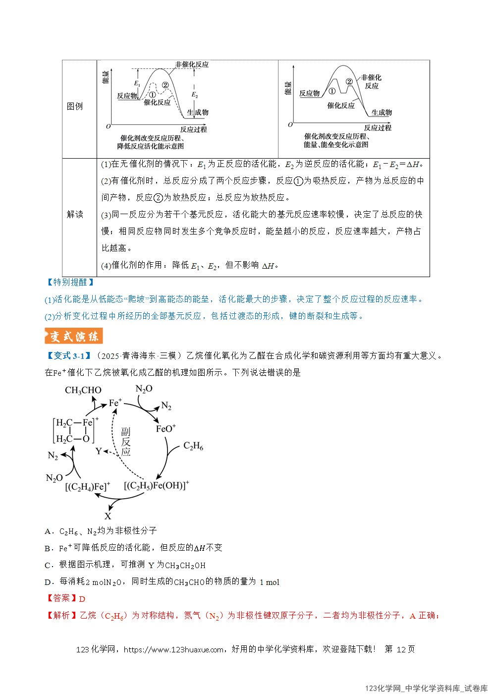 2026年高考化学二轮复习题型训练08反应历程分析全国通用解析版