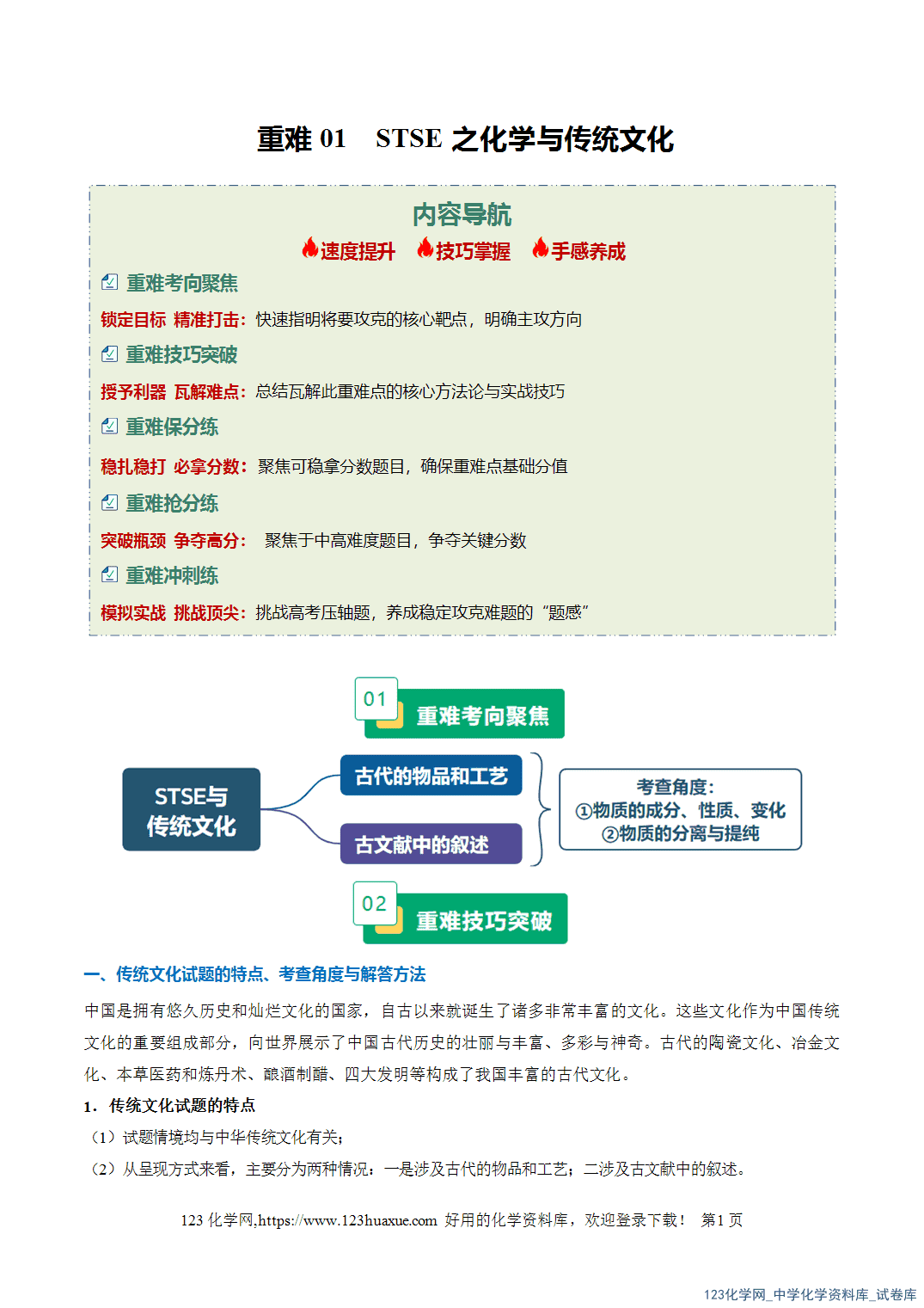 2026年高考化学二轮复习重难点专练01STSE之化学与传统文化全国通用教师版-1 2026年高考化学二轮复习重难点专练01STSE之化学与传统文化全国通用教师版