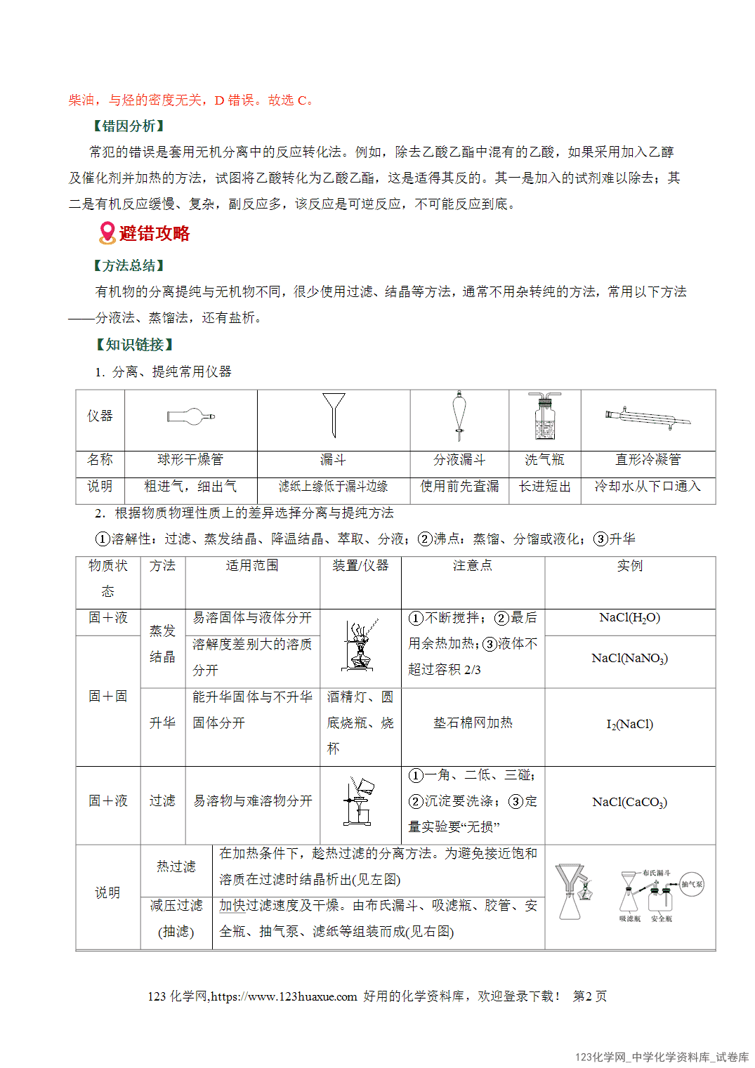 【学案+练习】2026高考化学二轮复习易错题专练18物质分离提纯与鉴别陷阱全国通用教师版