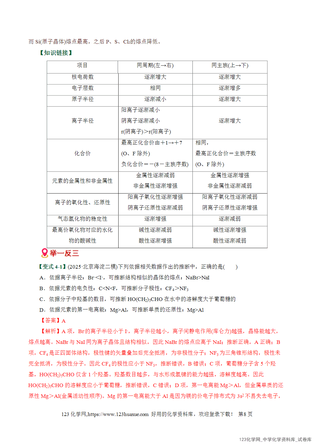 【学案+练习】2026高考化学二轮复习易错题专练08元素推断与周期律应用盲点全国通用教师版