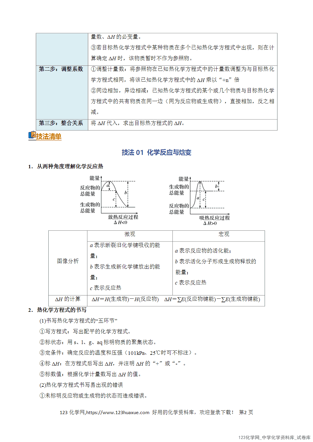 【学案+练习】2026年高考化学二轮复习知识·方法·能力清单14热化学方程式的书写与盖斯定律的应用教师版